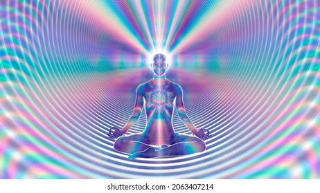 3d Illustration Of The Energy Body Of A Meditating Person