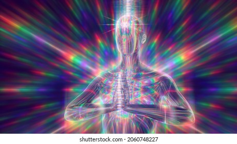 3d Illustration Of The Energy Body Of A Praying Person