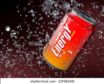 3d illustration of energy drink. Shallow depth of field.