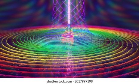 3d Illustration Of An Energy Field Around A Meditating Person