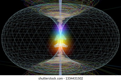 3D illustration. Energy within a person. multi-colored chakra.