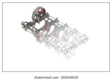 3d Illustration Engine Valve System Stock Illustration 2010140510 ...