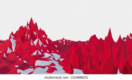 3D Illustration Of Epic Red And White Mountain With Professional Camera Effect.