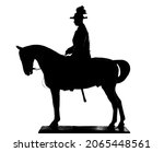 3d illustration. Equestrian German duke, illustration of a European monarch on the hunt. Feudal lord on horseback silhouette. isolated on white background