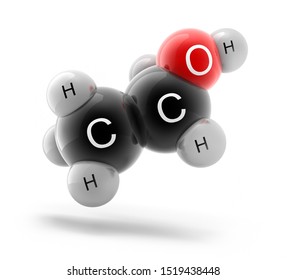 3d Illustration Ethanol C2h6o Molecule Model Stock Illustration 1519438448