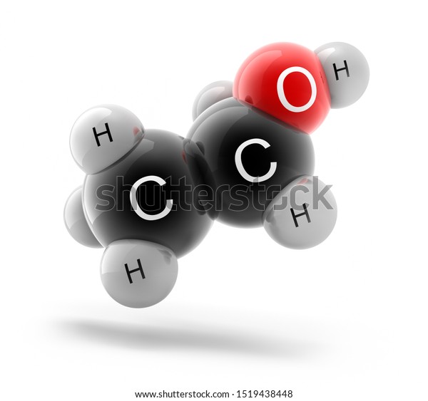 エタノールc2h6o分子モデルの3dイラスト のイラスト素材