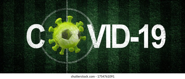 3d Illustration. Euro Soccer Cancellation Event Concept. Ball With Coronavirus Mask