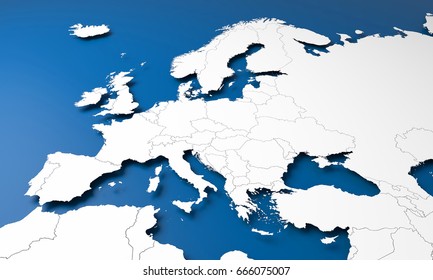 3D illustration of Europe map