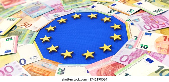 3D Illustration, European Union And Money