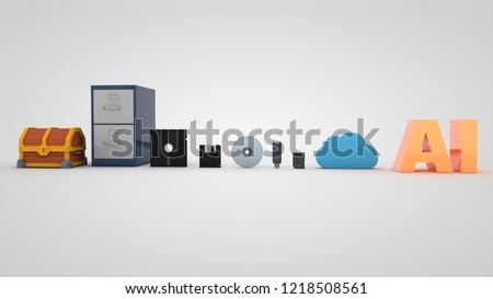 3D illustration of The Evolution Of Storage Devices