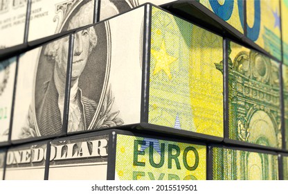 3D Illustration, Exchange Market Dollar And Euro  