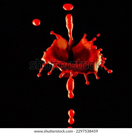 3d illustration , exploding drops of blood