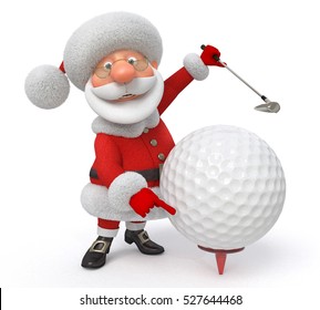 3d illustration the fairy tale character plays golf/3d illustration Santa Claus golfer - Powered by Shutterstock