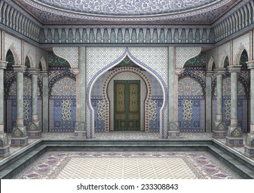 3D illustration of a fairytale oriental palace 