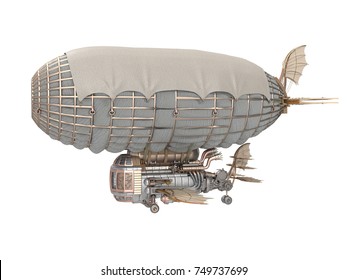 3d Illustration Fantasy Airship Steampunk Style Stock Illustration ...