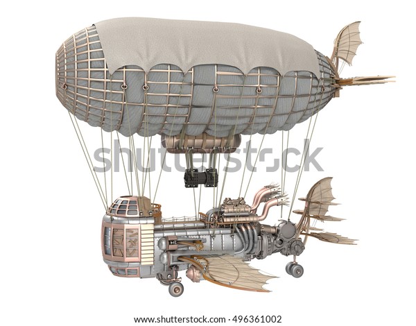 3d Illustration Fantasy Airship Steampunk Style Stock Illustration Shutterstock