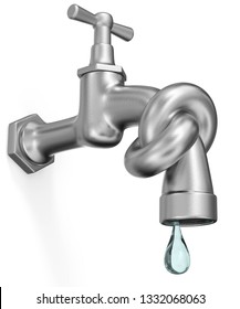 3d Illustration Faucet Turn Off Water