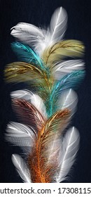 3d illustration of feathers. Luxurious abstract art digital painting for wallpaper

