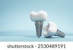 3D illustration features a molar tooth, highlighting its enamel and root structure. Implant image for dental, healthcare, and educational content focused on oral hygiene and treatment.