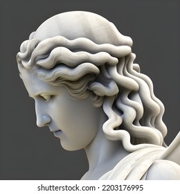 3D Illustration Featuring A White Marble Statue Bust Of A Beautiful Woman, Aphrodite, The Greek Goddess Of Love.