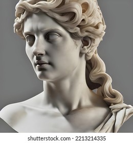 3D Illustration Featuring A White Marble Statue Bust Of A Beautiful Woman, Aphrodite, The Greek Goddess Of Love.