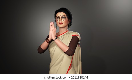 3d Illustration Female India Politician