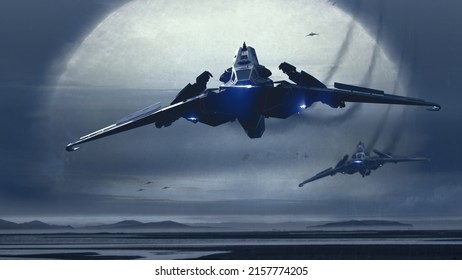 3d Illustration Of A Fighter Plane In An Action Film