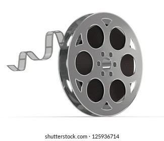 3d Illustration Of Film Reel, Over White Background