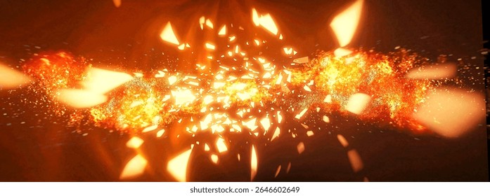 3d illustration of fire exploding and burning on black background