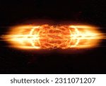 3d illustration of fireball exploding and burning with energy concept