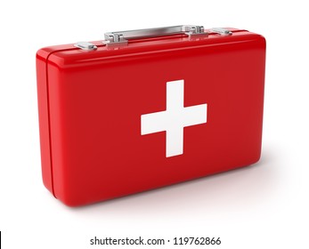 3d illustration of first aid kit. Isolated on white background
