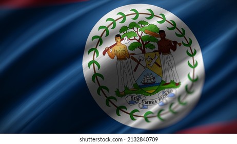 3d illustration flag of Belize. Belize flag of background. A close up of the Belizean flag.