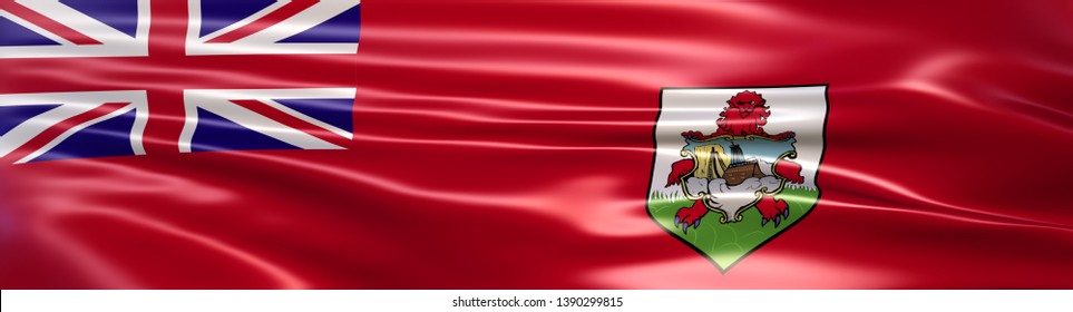 3D Illustration with the flag of Bermuda rendered in large wide format.