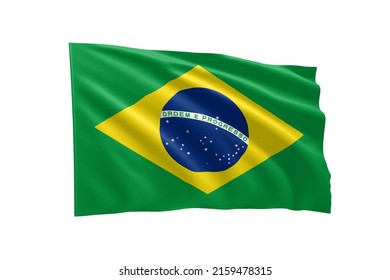 3d illustration flag of Brazil. Brazil flag isolated on white background with clipping path. flag frame with empty space for your text.