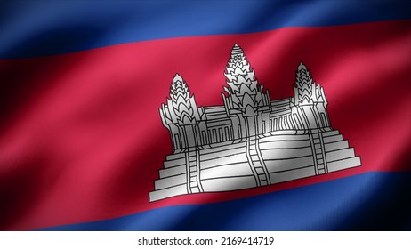 3d illustration flag of Cambodia. Cambodia flag of background.