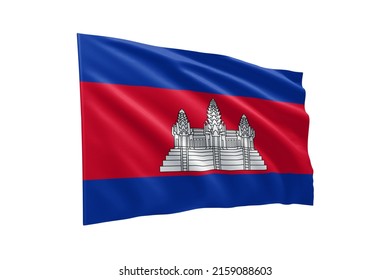 3d illustration flag of Cambodia. Cambodia flag isolated on white background with clipping path. flag frame with empty space for your text.
