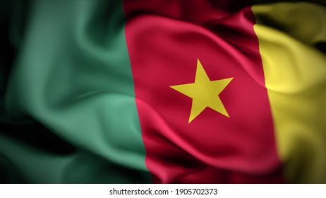 3d illustration flag of Cameroon. close up waving flag of Cameroon. flag symbols of Cameroon.