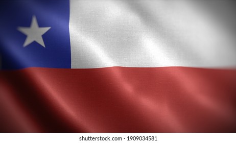 3d illustration flag of Chile. close up waving flag of Chile. flag symbols of Chile.
