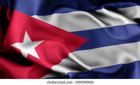 3d illustration flag of Cuba. close up waving flag of Cuba. flag symbols of Cuba.