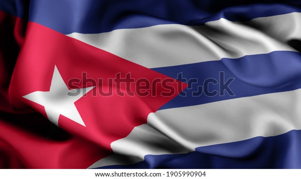 3d illustration flag of Cuba. close up\
waving flag of Cuba. flag symbols of\
Cuba.