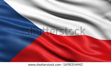 3D illustration of the flag of the Czech Republic waving in the wind. Foto stock © 