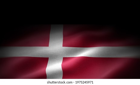 3d illustration flag of Denmark. close up waving flag of Denmark. Denmark flag frame with empty space for your text. 