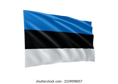 3d illustration flag of Estonia. Estonia flag isolated on white background with clipping path. flag frame with empty space for your text.