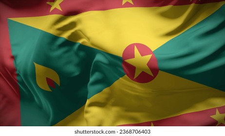 3d illustration flag of Grenada. Close up waving flag of Grenada.