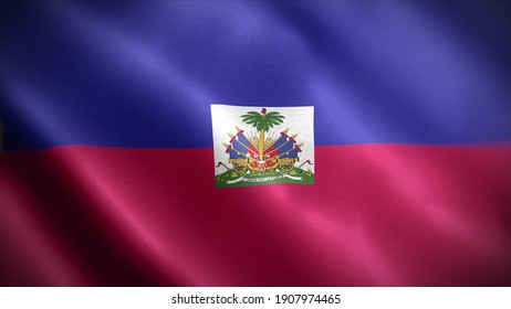 3d illustration flag of Haiti. close up waving flag of Haiti. flag symbols of Haiti.