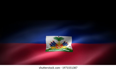 3d illustration flag of Haiti. close up waving flag of Haiti. Haiti flag frame with empty space for your text. 