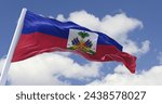 3d illustration flag of Haiti. Haiti flag fluttering in the wind on sky.