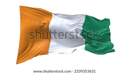 3d illustration flag of Ivory Coast. Ivory Coast flag waving isolated on white background with clipping path. flag frame with empty space for your text. Foto stock © 