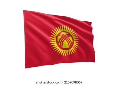 3d illustration flag of Kyrgyzstan. Kyrgyzstan flag isolated on white background with clipping path. flag frame with empty space for your text.