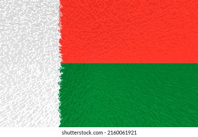 3d Illustration Of The Flag Of Malagasy Republic. The Flag  Of Madagascar Is White, Red And Green.